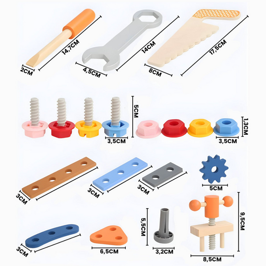 Mallette à Outils en Bois Montessori – Kit de Bricolage & Jeu d'Imitation (Dès 2 Ans)