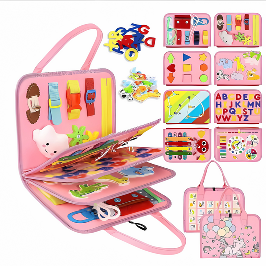 Livre Sensoriel Montessori Bébé – Format Sac à Emporter