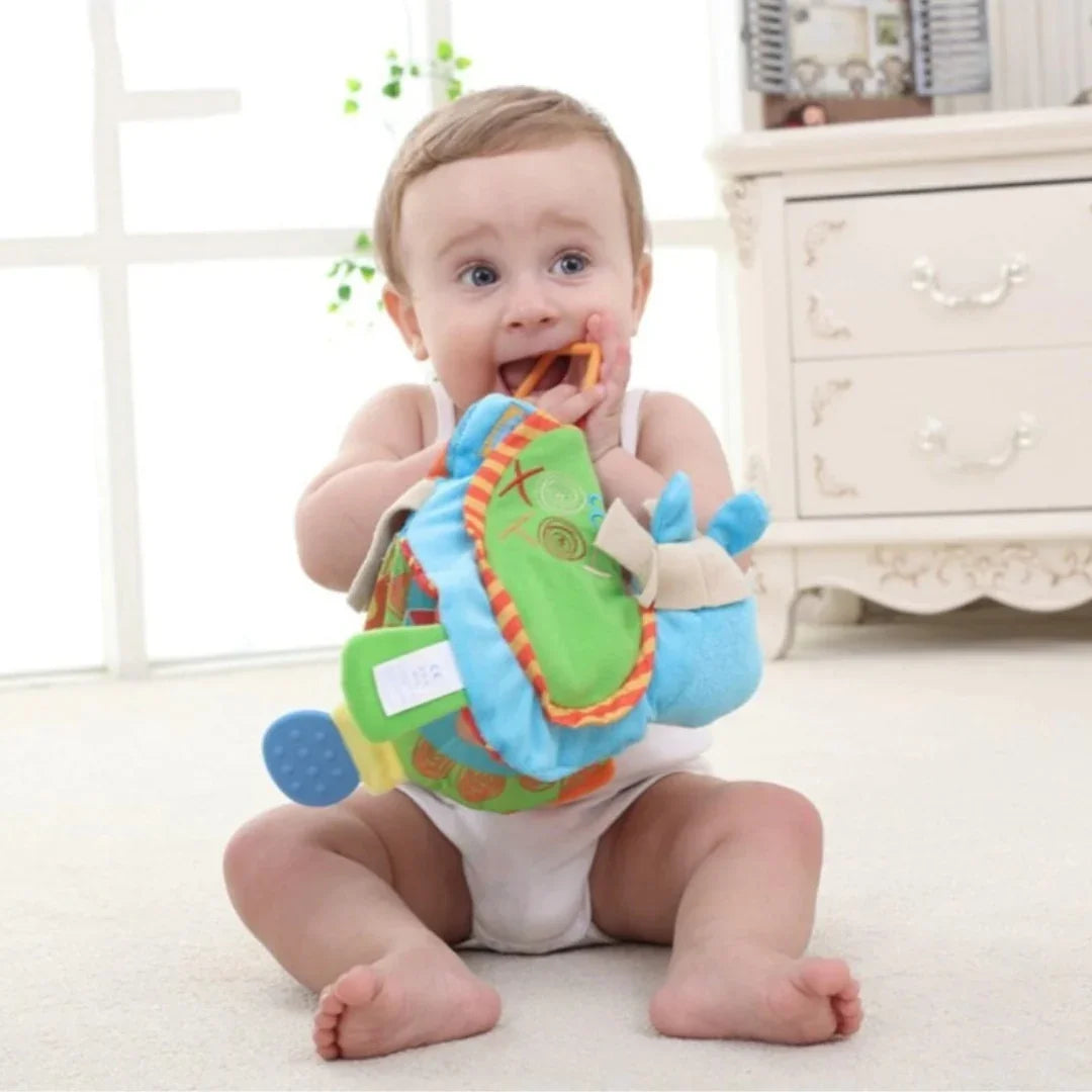 Livre Bébé en Tissu – Jouet d’Éveil Sensoriel et Anneau de Dentition