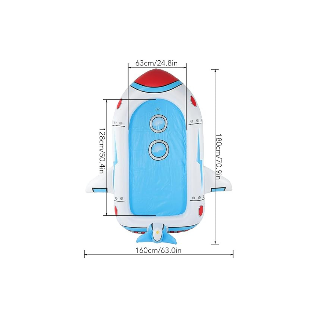 Jouet Aquatique Extérieur : Piscine Fusée Gonflable avec Jet d'Eau (160cm)