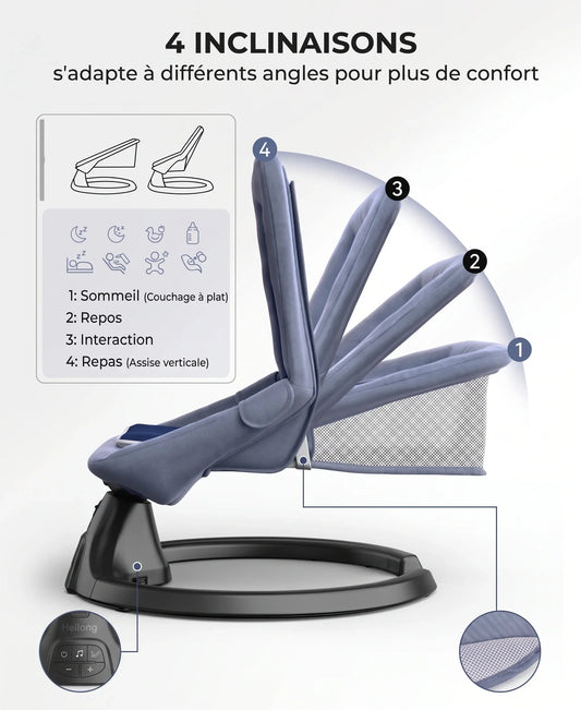 Le Cocon Doux – Balancelle Transat Électrique Bébé 3-en-1 | Inclinable 180° & Bluetooth