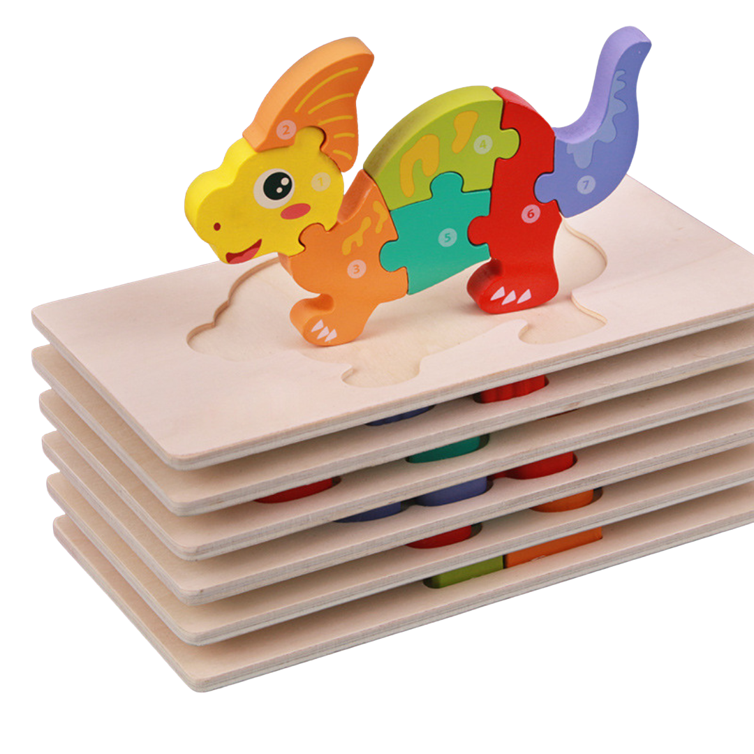 Puzzle en bois 3D Dinosaure - Jouet éducatif et décoratif