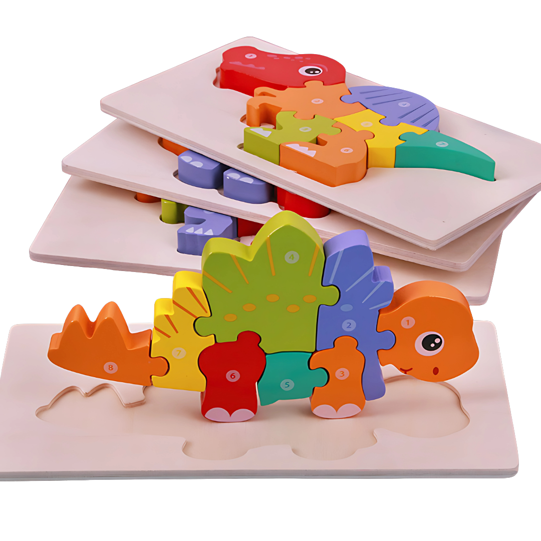 Puzzle en bois 3D Dinosaure - Jouet éducatif et décoratif