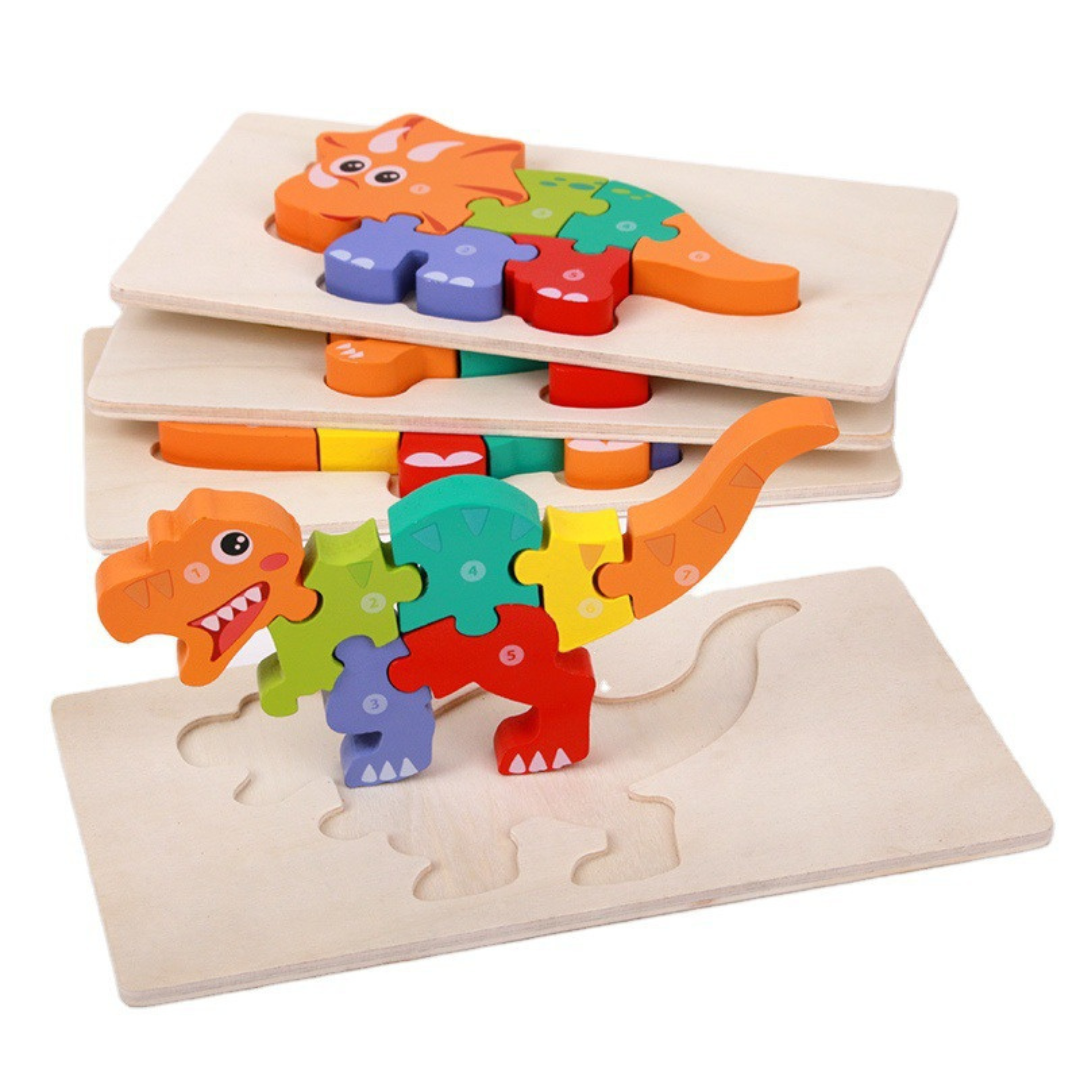 Puzzle en bois 3D Dinosaure - Jouet éducatif et décoratif