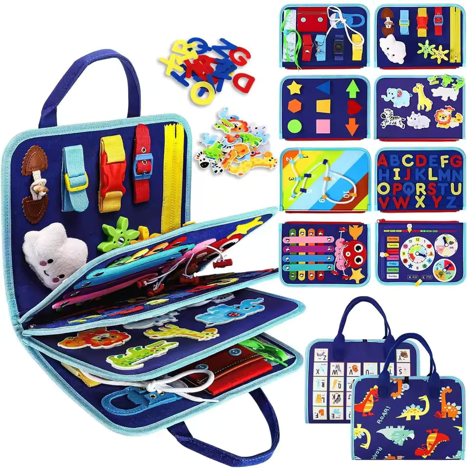 Livre Sensoriel Montessori Bébé – Format Sac à Emporter