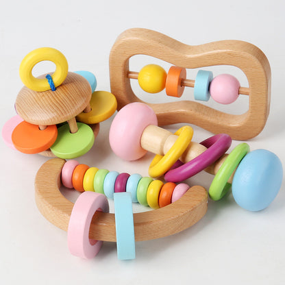 Set de 4 Hochets Musicaux Montessori en Bois : Éveil Sensoriel et Rythmique