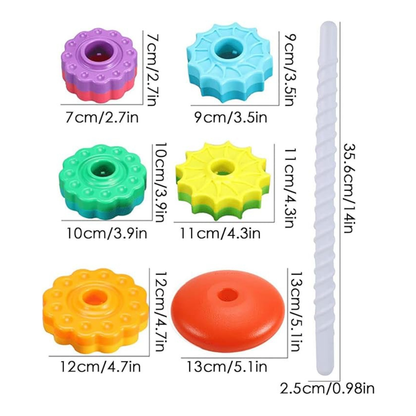 Tour d'Empilage Rotative Montessori – Jeu d'Éveil Arc-en-Ciel (Effet Tourbillon)