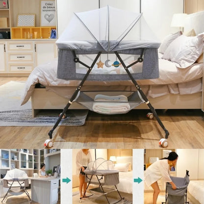 L'Aura Mobile | Berceau Bébé Pliable 2-en-1 à Bascule & Roues