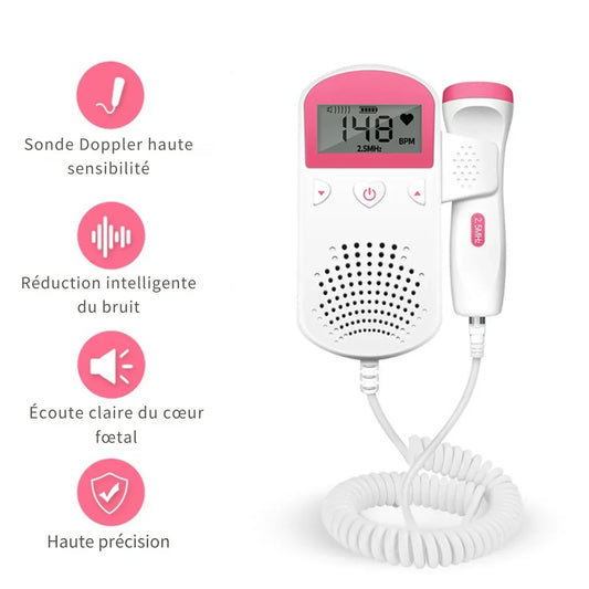 CœurSerein – Doppler Fœtal & Écoute-Cœur Bébé : Moniteur de Grossesse Portable (Dès 12 Semaines)