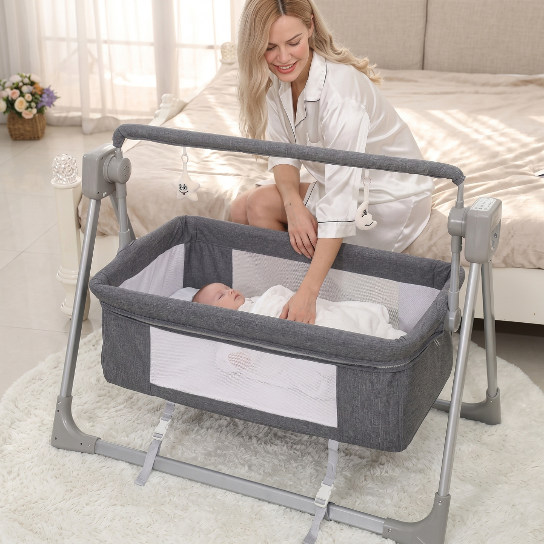 Sérénité Royale – Berceau Cododo Électrique Bébé | Matelas Orthopédique & 5 Vitesses