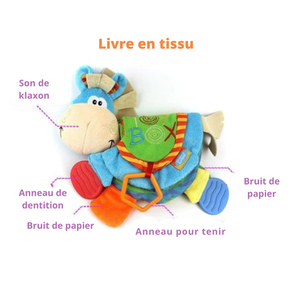 Livre Bébé en Tissu – Jouet d’Éveil Sensoriel et Anneau de Dentition
