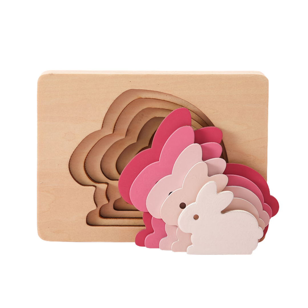 Puzzle Montessori Multicouche en Bois : Éveil Sensoriel et Logique des Dimensions
