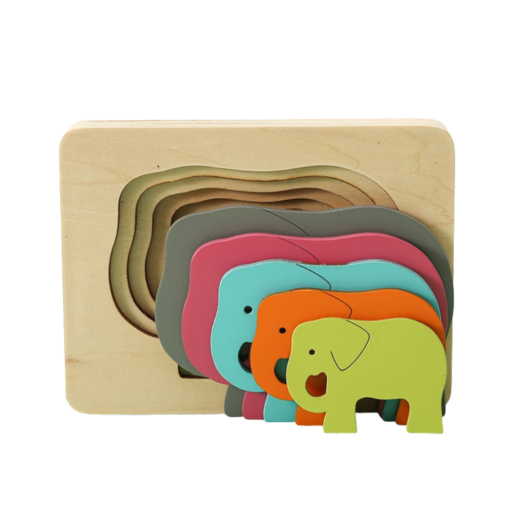 Puzzle Montessori Multicouche en Bois : Éveil Sensoriel et Logique des Dimensions