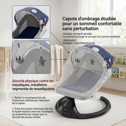 Le Cocon Doux – Balancelle Transat Électrique Bébé 3-en-1 | Inclinable 180° & Bluetooth