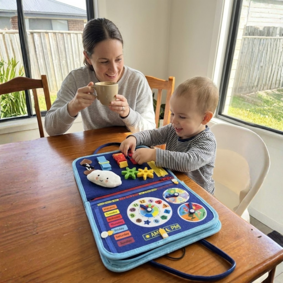 Livre Sensoriel Montessori Bébé – Format Sac à Emporter