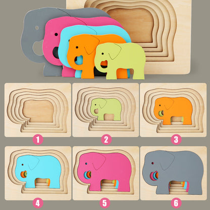 Puzzle Montessori Multicouche en Bois : Éveil Sensoriel et Logique des Dimensions