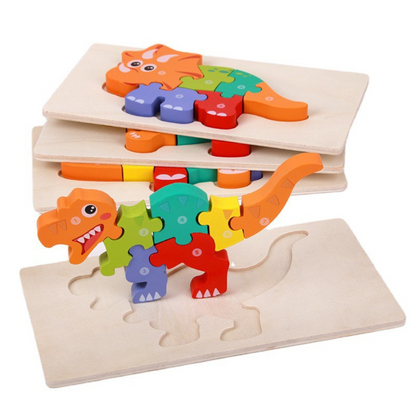 Puzzle en bois 3D Dinosaure - Jouet éducatif et décoratif
