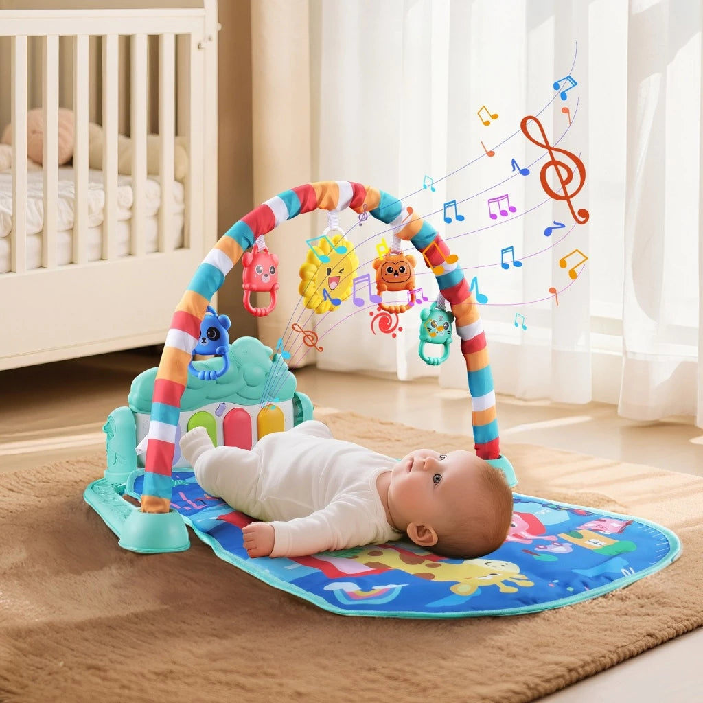 Tapis d'Éveil Musical 3-en-1 : Gymnastique, Piano et Arche de Jeux pour Bébé
