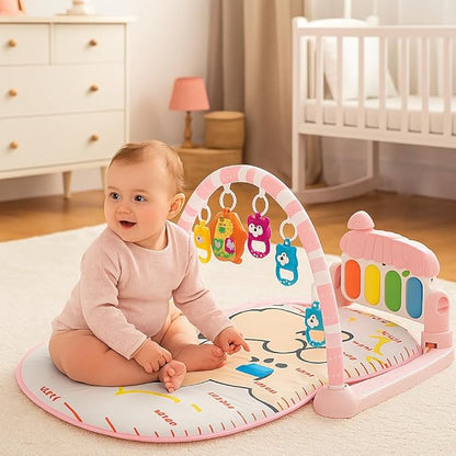 Tapis d'Éveil Musical 3-en-1 : Gymnastique, Piano et Arche de Jeux pour Bébé