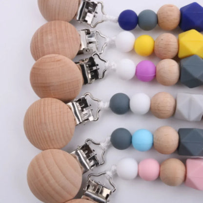 Attache-Tétine Premium : Bois de Hêtre Naturel et Perles en Silicone Alimentaire