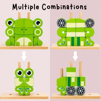 Puzzle Tétris Éducatif en Bois : Jeu de Construction et de Logique Animaux Sauvages