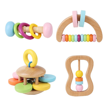 Set de 4 Hochets Musicaux Montessori en Bois : Éveil Sensoriel et Rythmique