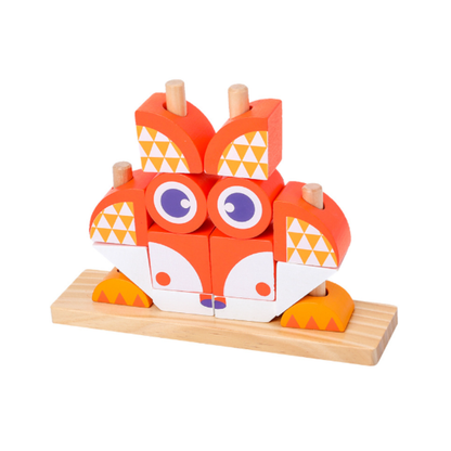 Puzzle Tétris Éducatif en Bois : Jeu de Construction et de Logique Animaux Sauvages