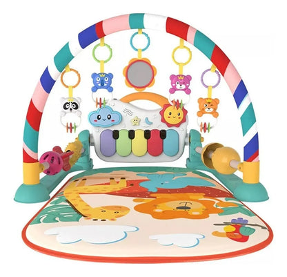 Tapis d'Éveil Musical 3-en-1 : Gymnastique, Piano et Arche de Jeux pour Bébé