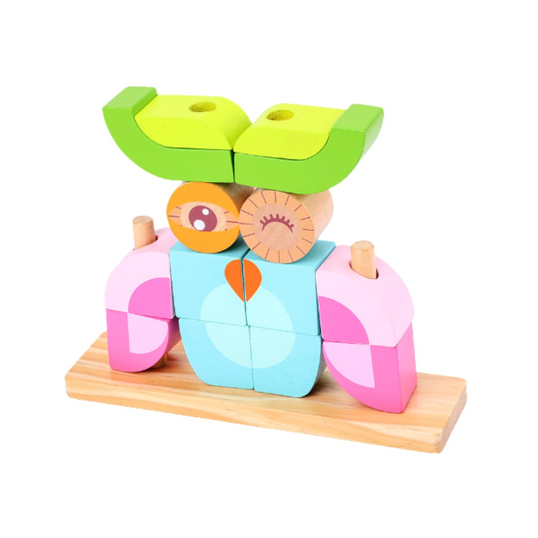 Puzzle Tétris Éducatif en Bois : Jeu de Construction et de Logique Animaux Sauvages