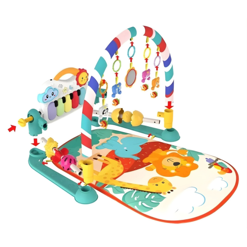 Tapis d'Éveil Musical 3-en-1 : Gymnastique, Piano et Arche de Jeux pour Bébé