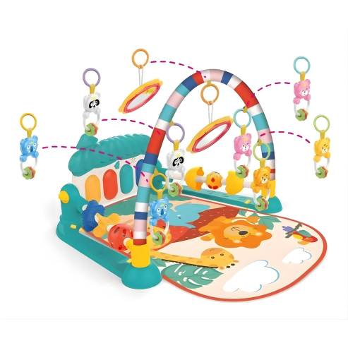 Tapis d'Éveil Musical 3-en-1 : Gymnastique, Piano et Arche de Jeux pour Bébé