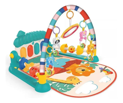 Tapis d'Éveil Musical 3-en-1 : Gymnastique, Piano et Arche de Jeux pour Bébé
